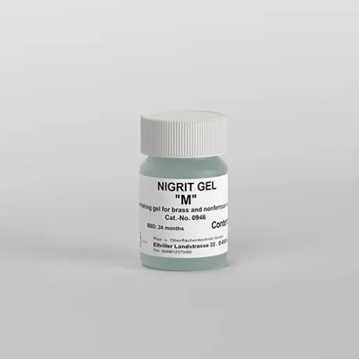 Burnishing gel for iron, steel, zinc, tin, lead, Emil Otto Nigrit GEL M